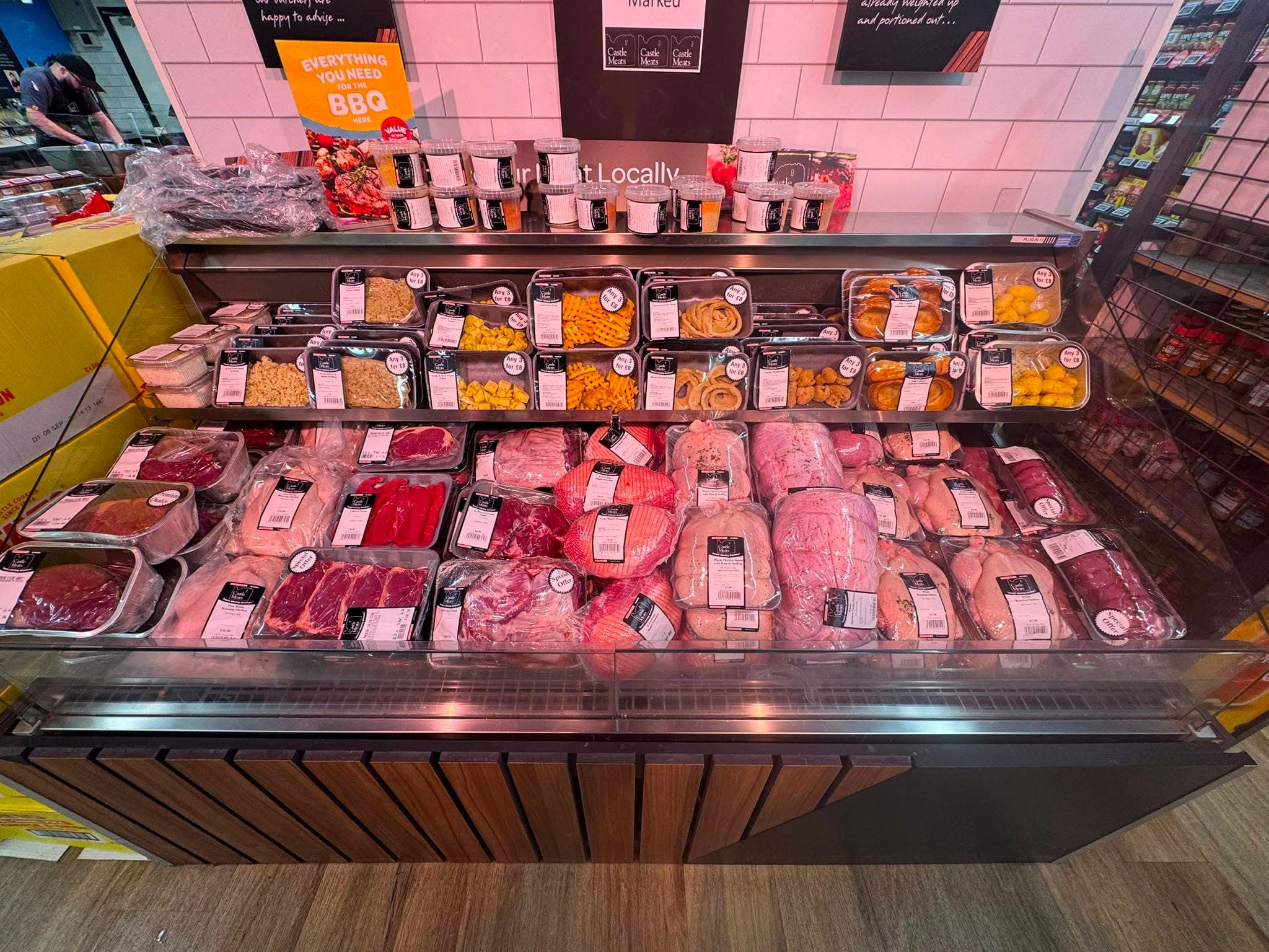 Castle Meats counter photographed in Clough