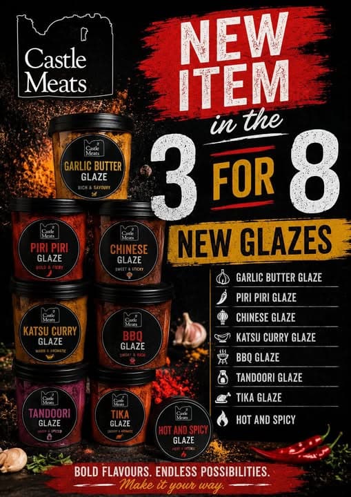 Castle Meats promotional artwork: Glazes & flavours