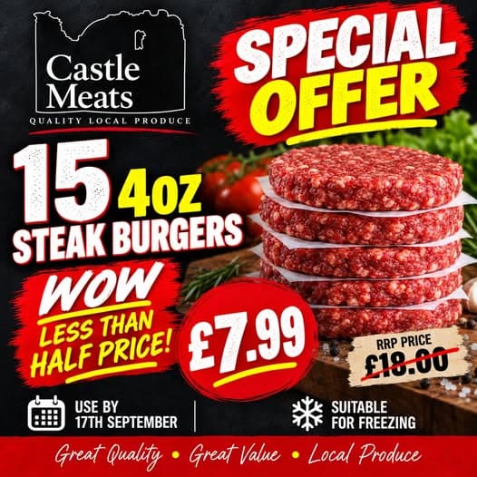 Castle Meats promotional artwork: Steak burger special